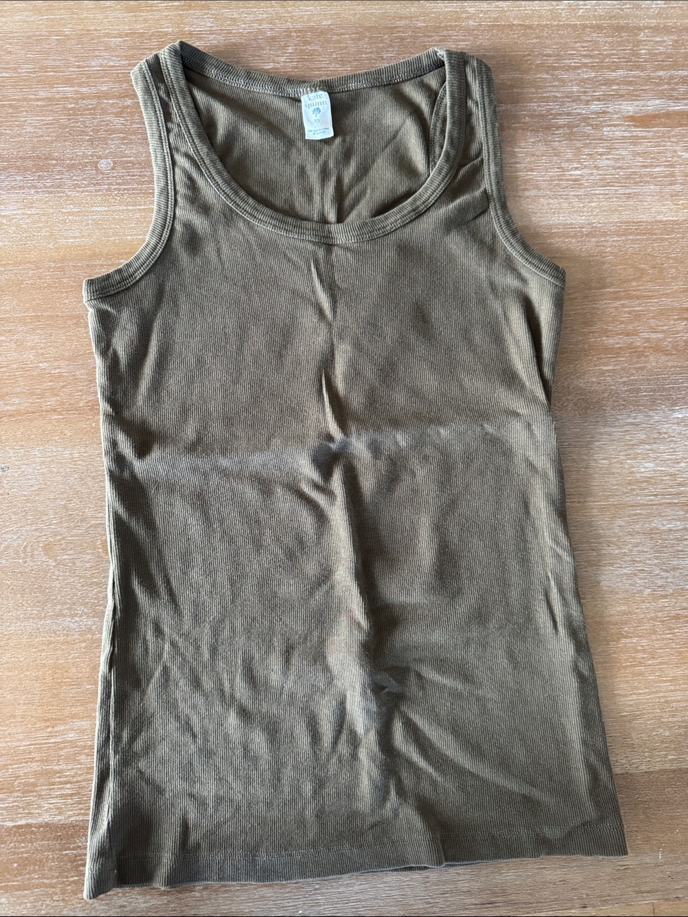 Kate Quinn Olive Green Ribbed Tank Top